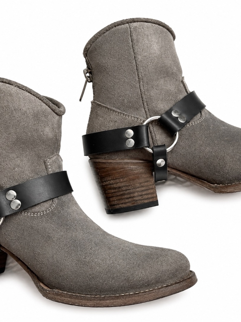 Freebird by Steven Spirit Grey Suede Harness Ankle Boots Size 8 NIB - Picture 7 of 16